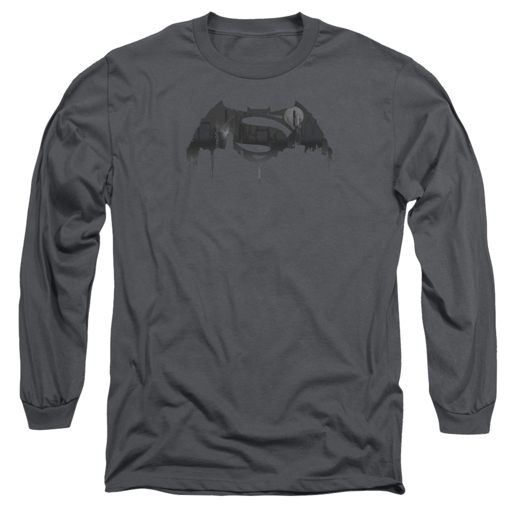 Batman v Superman Cityscape Logo - Men's Long Sleeve T-Shirt Style002