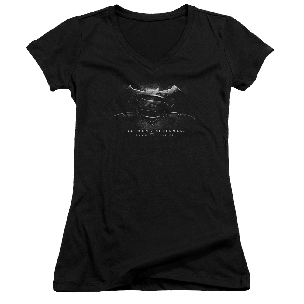 Batman v Superman Bw Logo - Juniors V-Neck T-Shirt Style002