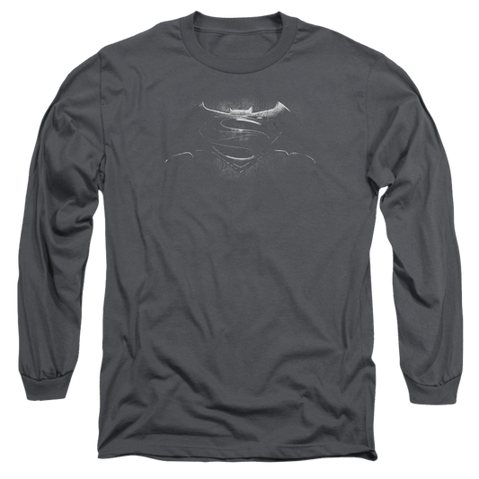 Batman v Superman Bw Logo - Men's Long Sleeve T-Shirt Style001