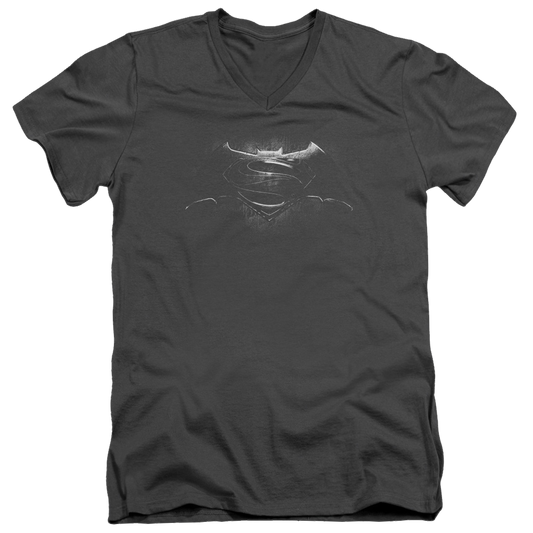 Batman v Superman Bw Logo - Men's V-Neck T-Shirt Style004