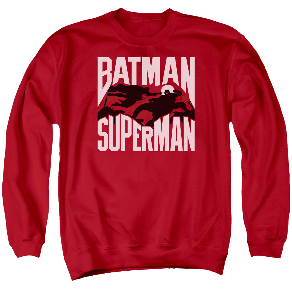 Batman v Superman Silhouette Fight - Men's Crewneck Sweatshirt Style001