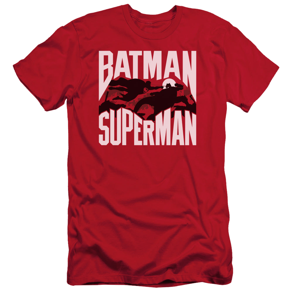 Batman v Superman Silhouette Fight - Men's Slim Fit T-Shirt