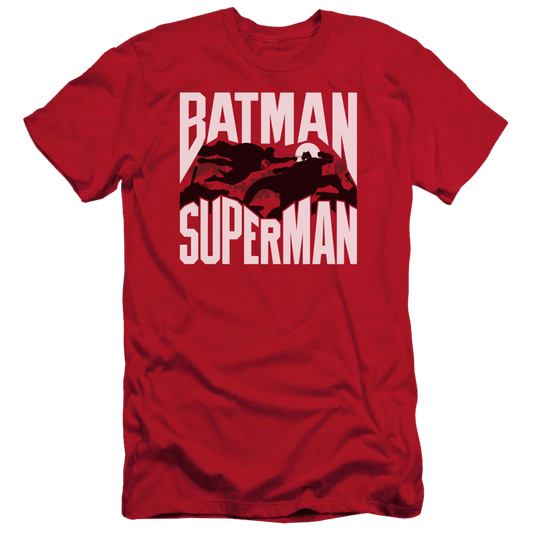 Batman v Superman Silhouette Fight - Men's Slim Fit T-Shirt