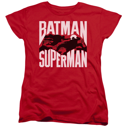 Batman v Superman Silhouette Fight - Women's T-Shirt