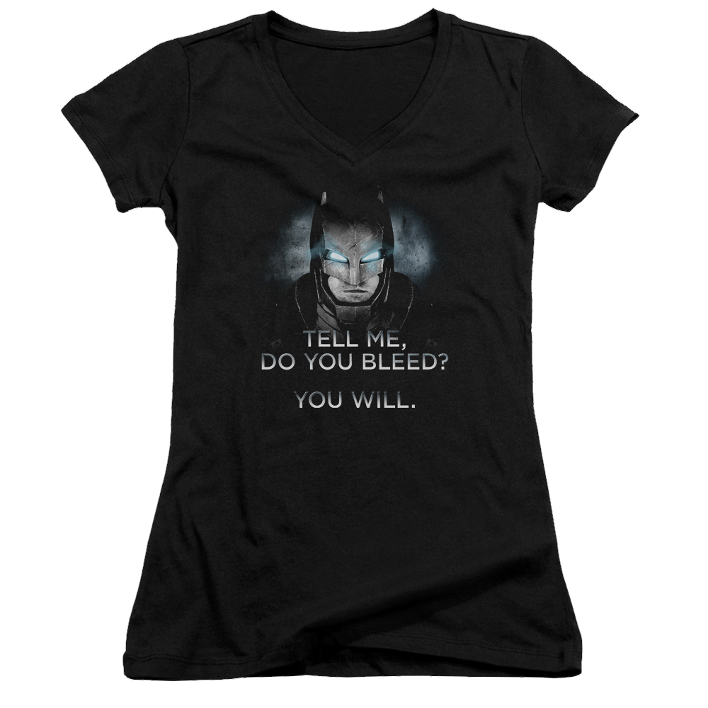 Batman v Superman Do You Bleed - Juniors V-Neck T-Shirt Style001