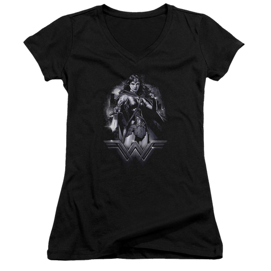 Batman v Superman Rainy Night - Juniors V-Neck T-Shirt Style001