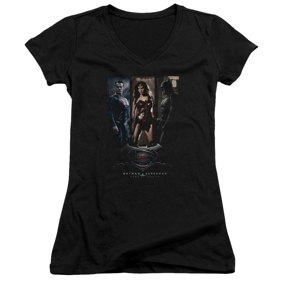 Batman v Superman 3 Phases - Juniors V-Neck T-Shirt