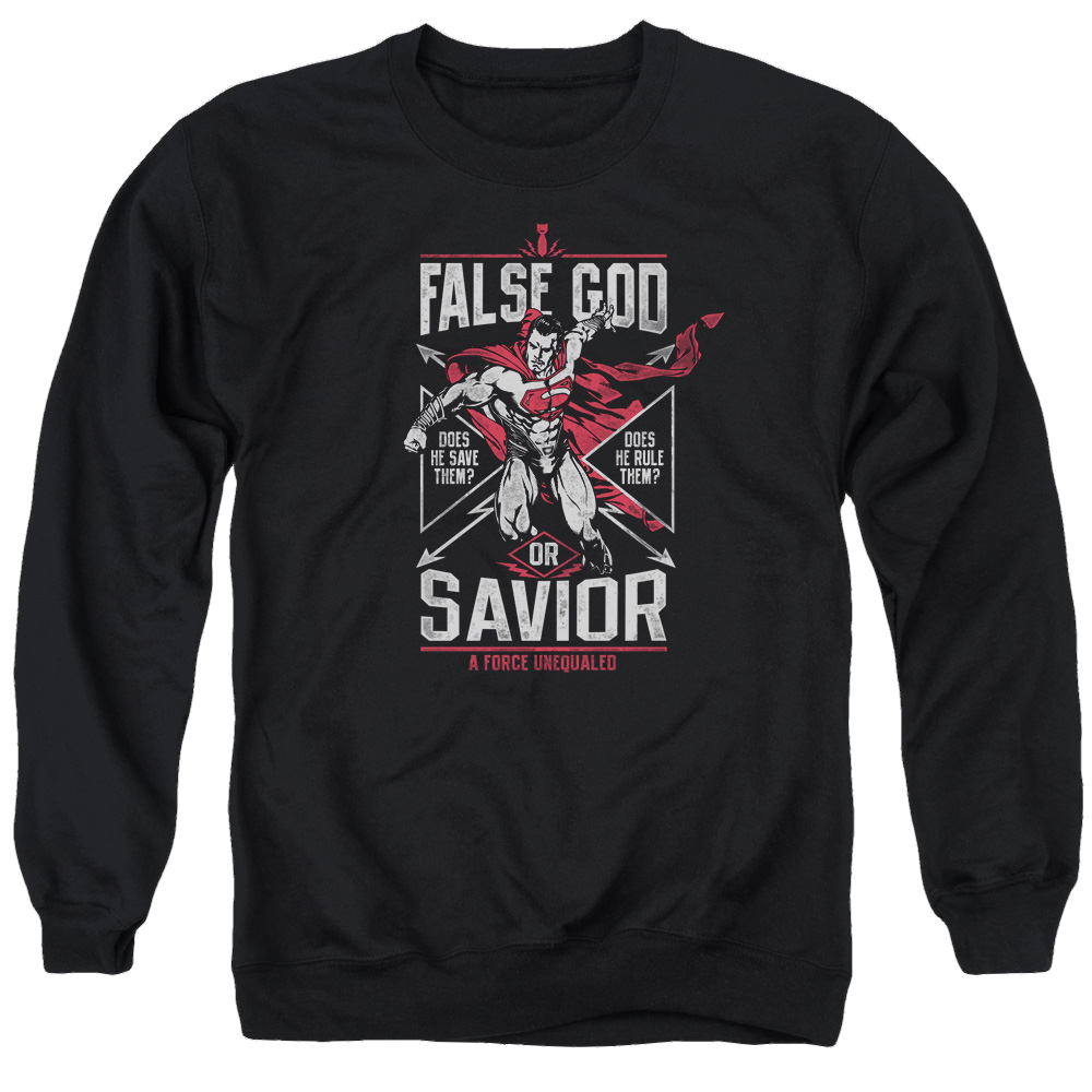 Batman v Superman False God Or Savior - Men's Crewneck Sweatshirt Style001