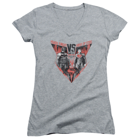 Batman v Superman Batlle For Gotham - Juniors V-Neck T-Shirt
