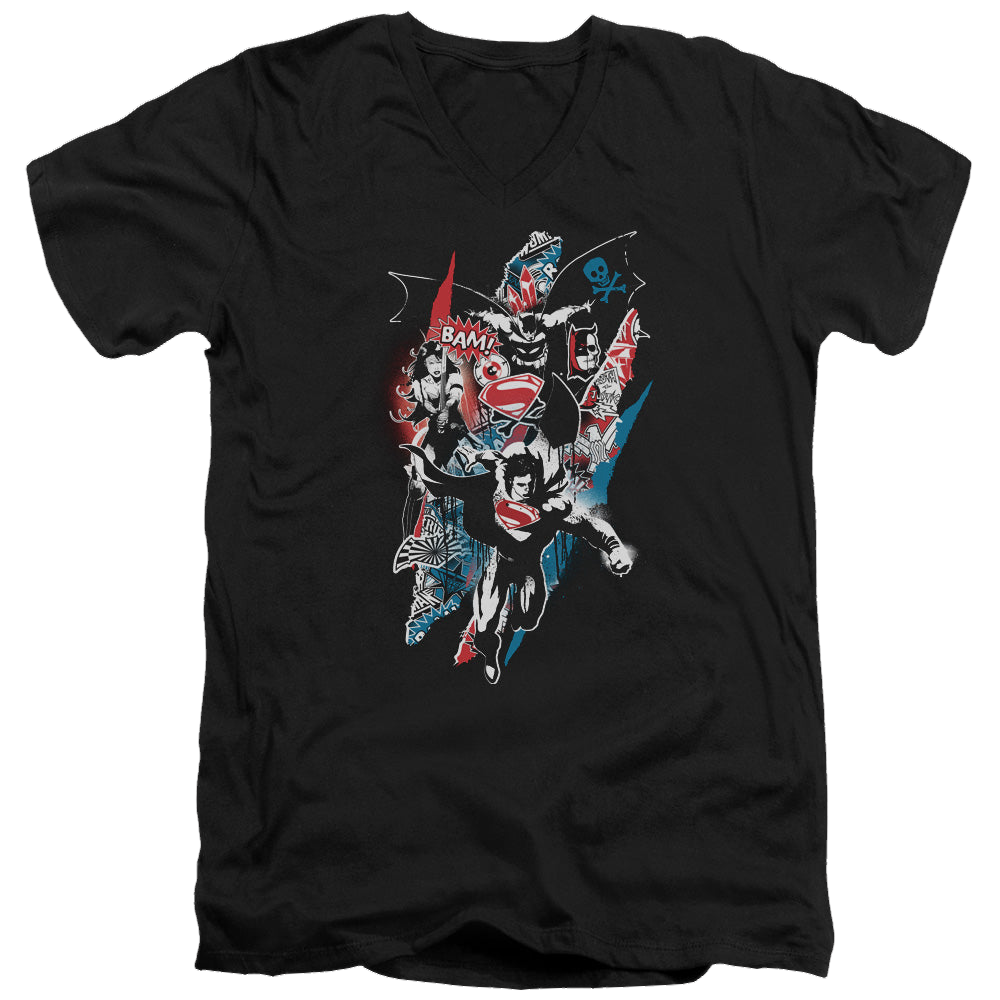 Batman v Superman Ripped Trio 2 - Men's V-Neck T-Shirt Style001