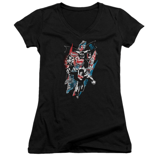 Batman v Superman Ripped Trio 2 - Juniors V-Neck T-Shirt Style001