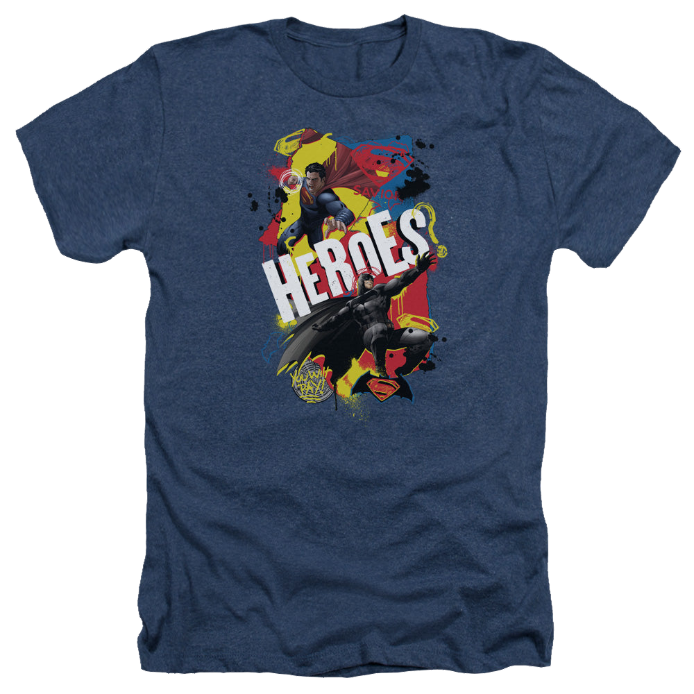 Batman v Superman Double Hero - Men's Heather T-Shirt