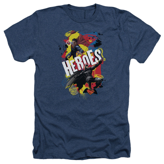 Batman v Superman Double Hero - Men's Heather T-Shirt
