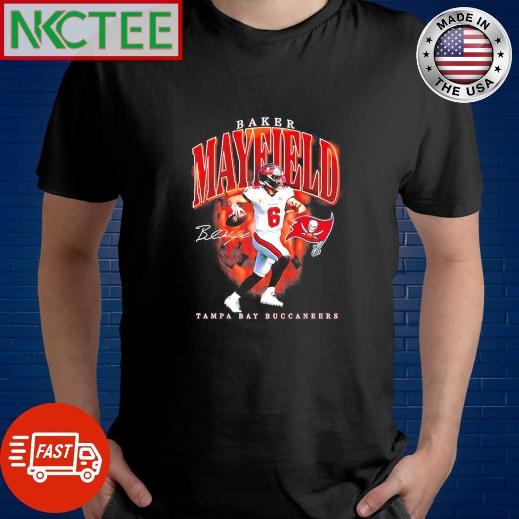 Baker Mayfield Tampa Bay Buccaneers hold ball run signature shirt