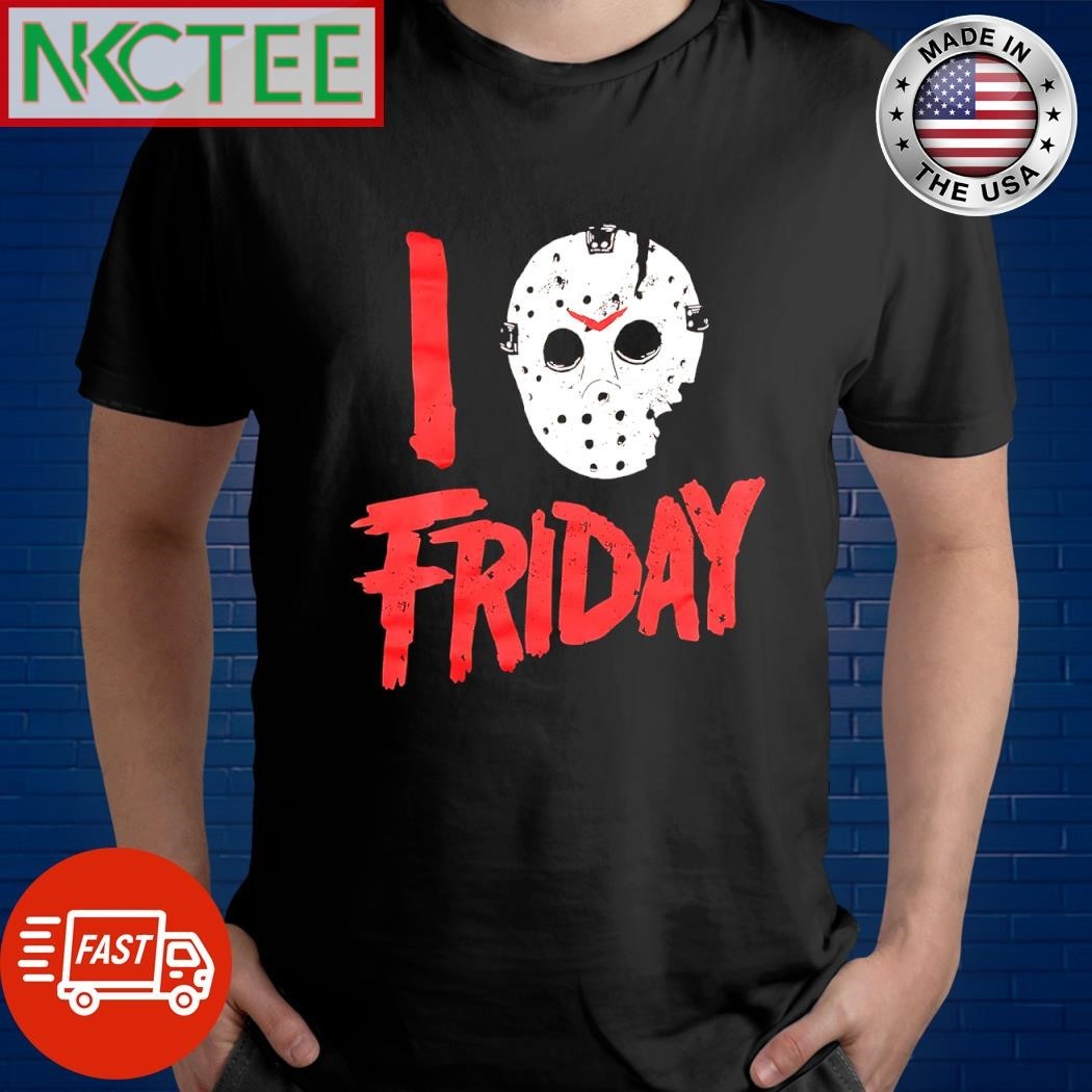 Bioworld I Love Friday Jason Voorhees mask shirt