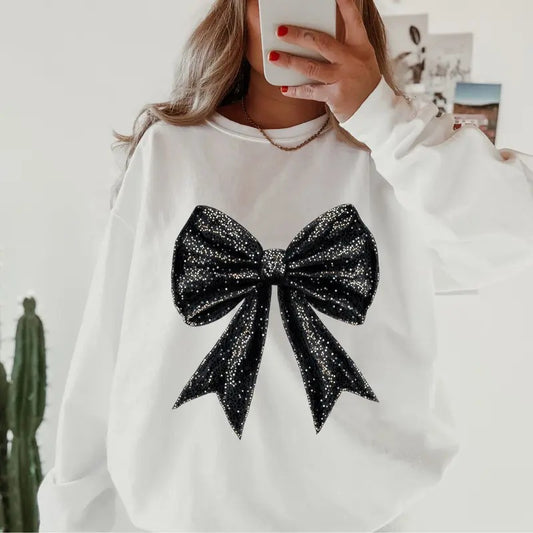 Black Bow ~ Sweatshirt Unisex Apparel Relaxed Fit Printed in the USA Clothing Womenswear Casual and Comfortable