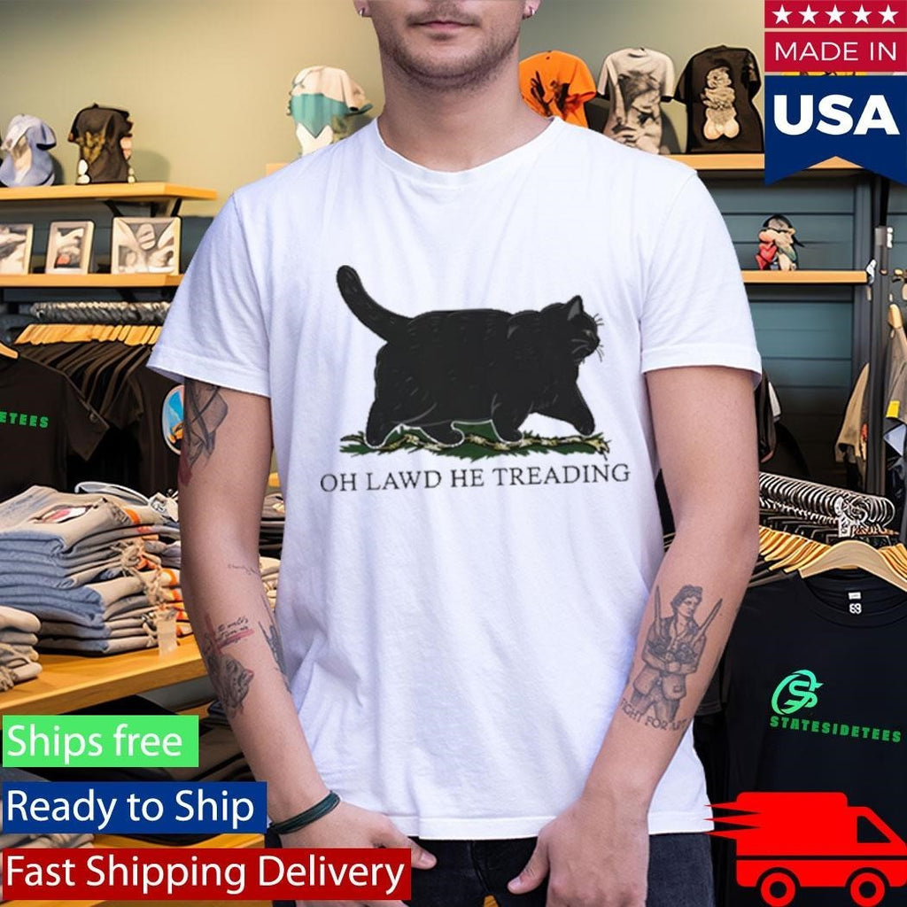 Black Cat Oh Lawd He Treading Vintage Shirt
