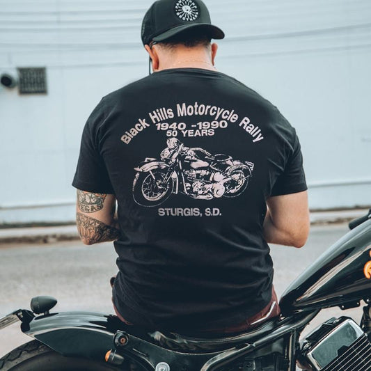 Black Hills Motorcycle Rally Printed Fashion Men's T-shirt - Naughty Clothes Men