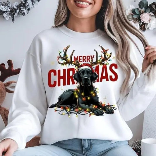 Black Lab Sweatshirt - Merry Christmas Sweatshirt Labrador Christmas Shirt Cozy Season Cute Dog Sweatshirts Secret Santa Xmas Gifts Sweater