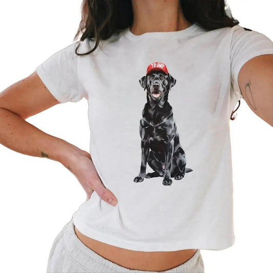 Black Lab Trump Baby Tee, Trump 2024 Baby Tee For Women, Trump Baby Tee For Dog Lovers Casual Comfort