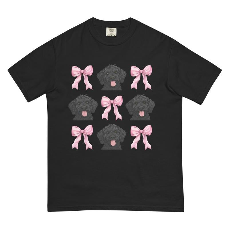 Black Labradoodle With Bows Shirt ~ Unisex Apparel Relaxed Fit Printed In The USA Clothing Womenswear Casual Comfort Cotton Top Athletic Boho Chicbrown chihuahuastyle{n002}2