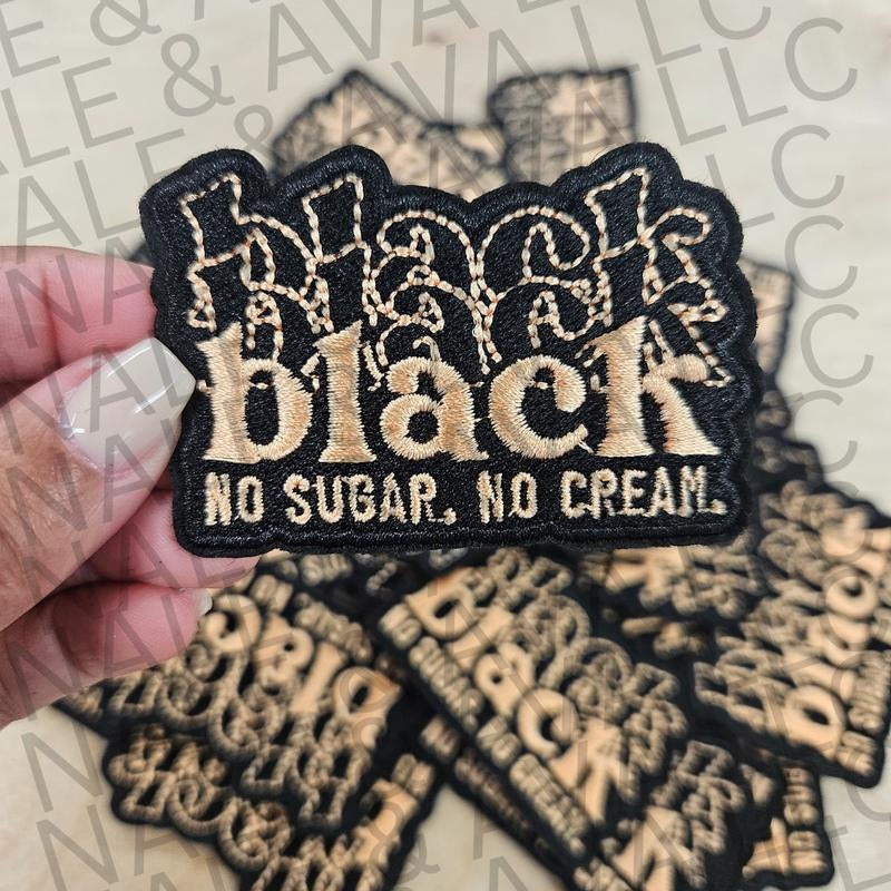 Black No Sugar No Cream Hat Patch (1 Patch)