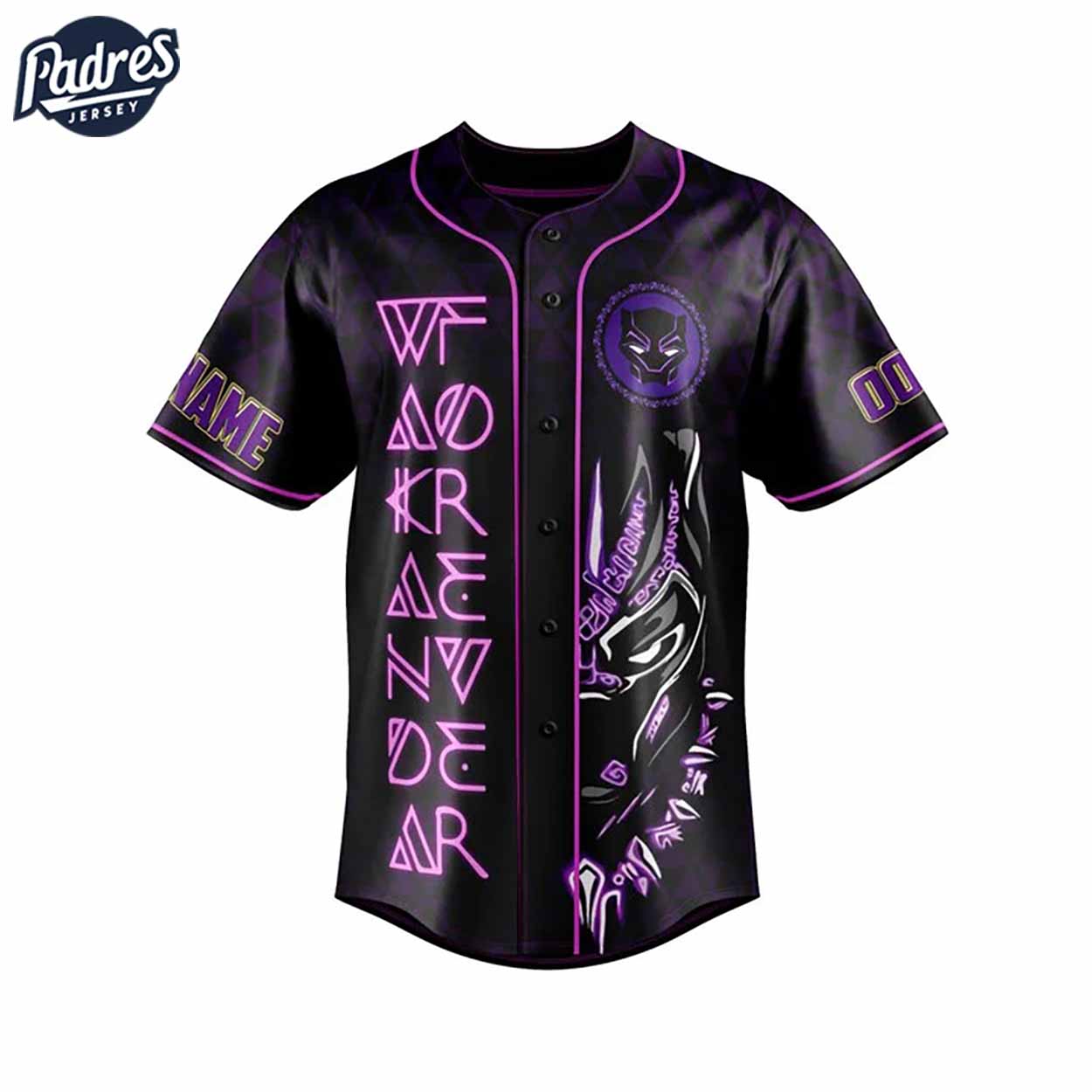 Black Panther Long Live The King Marvel Baseball Jersey - Padres Jersey Oasis: Elevate Your Baseball Style Game