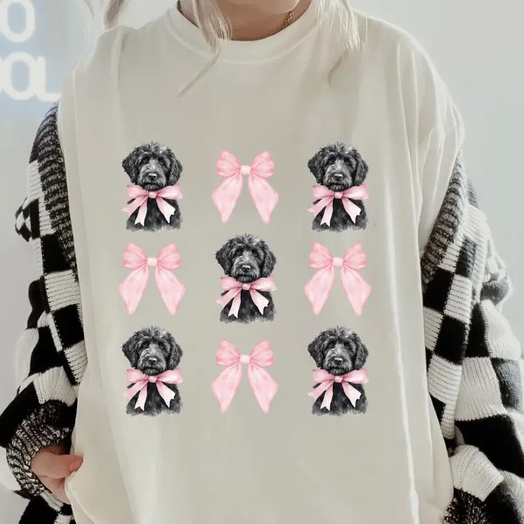 Black Poodle with bows Shirt ~ Unisex Apparel Relaxed Fit Printed In The USA Clothing Womenswear Casual Comfort Cotton Top Athletic Boho Chicbrown chihuahua