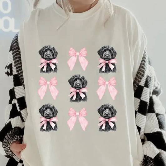 Black Poodle with bows Shirt ~ Unisex Apparel Relaxed Fit Printed In The USA Clothing Womenswear Casual Comfort Cotton Top Athletic Boho Chicbrown chihuahua