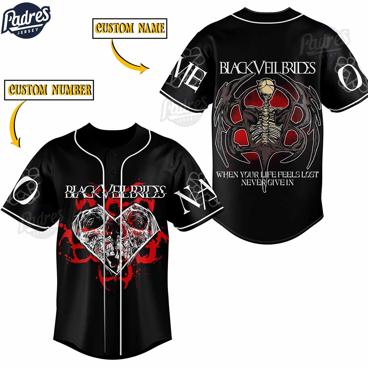 Black Veil Brides Band Custom Music Baseball Jersey - Padres Jersey Oasis: Elevate Your Baseball Style Game