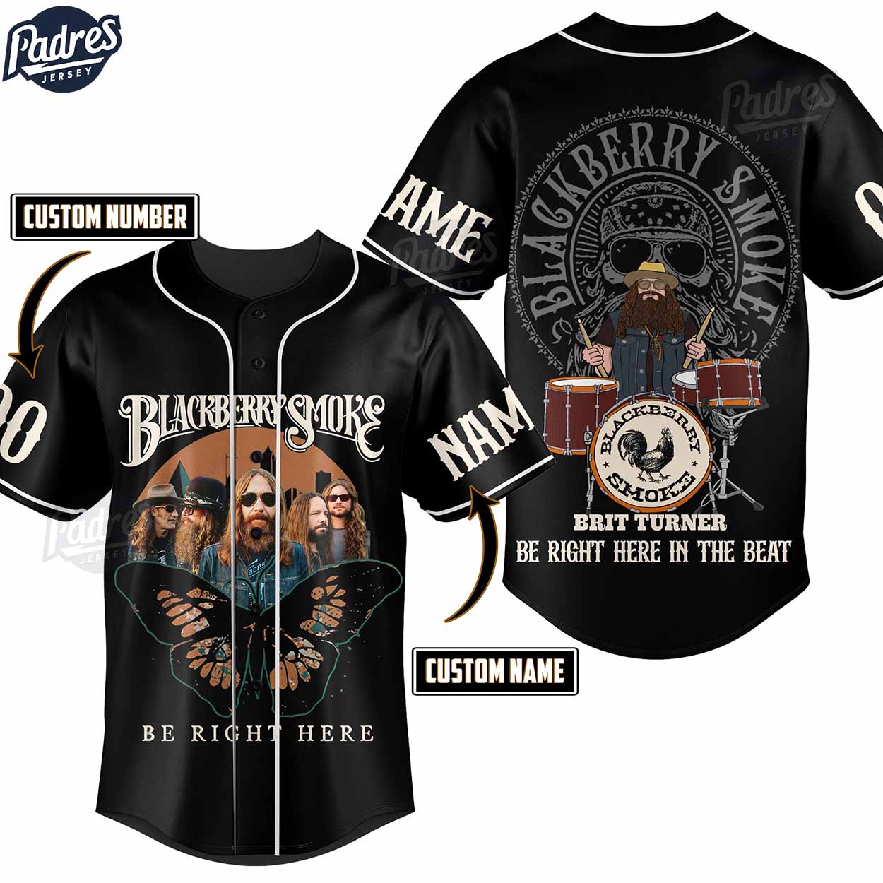 Blackberry Smoke Band Be Right Here Personalized Music Baseball Jersey Shirt - Padres Jersey Oasis: Elevate Your Baseball Style Game
