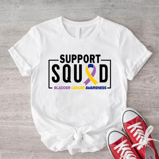 Bladder Cancer Support Shirt, Matching Squad Tee, Bladder Cancer Awareness T-shirt, Survivor Gift Tee, Ribbon Support Short Sleeve, Fighter Tee.