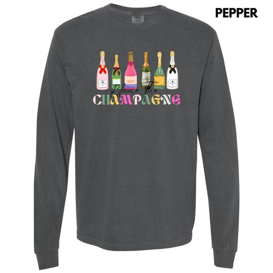 Blame The Champagne Long Sleeve Comfort Colors T-Shirt 'NLB'