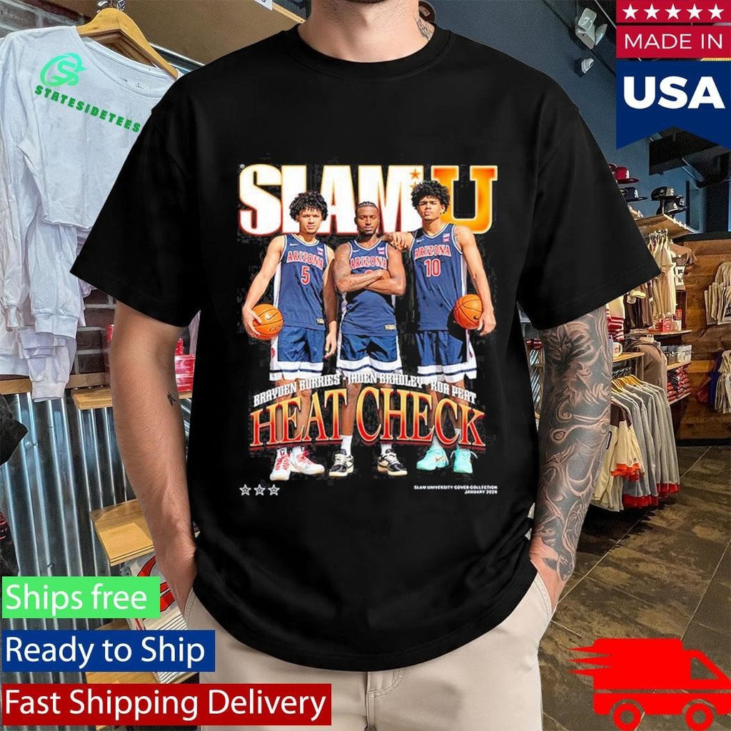 Brayden Burries Jaden Bradley And Koa Peat Arizona Wildcats NCAA Men’s Basketball 2026 Heat Check SLAMU Cover T-Shirt