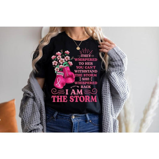Breast Cancer Shirts For Women, I'm The Storm Boxing Warrior Women Pink Breast Cancer Ribbon Awareness  T-shirt, sweater and Hoodie
