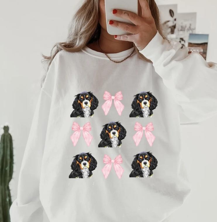 Black/Brown King Charles Crewneck ~ Sweatshirt Unisex Apparel Relaxed Fit Printed in the USA Clothing Womenswear Casual and Comfortable