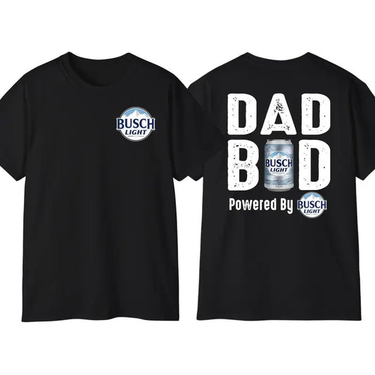Busch Light Dad Bod Powered By Busch Light T-Shirt, Dad Drink Shirt, Cotton Crewneck Top Menswear, Classic Fabric Sweatshirt Hoodie
