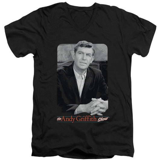Andy Griffith Classic Andy Mens Slim Fit V-Neck T Shirt Black