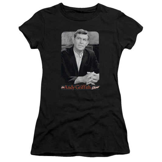 Andy Griffith Classic Andy Junior Sheer Cap Sleeve Womens T Shirt Black