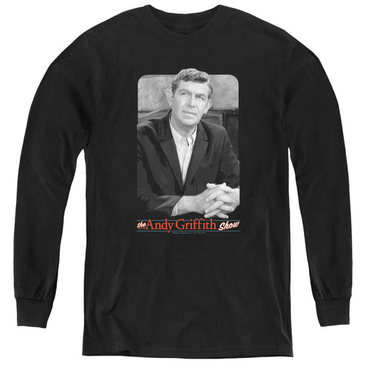 Andy Griffith Classic Andy Long Sleeve Kids Youth T Shirt Black