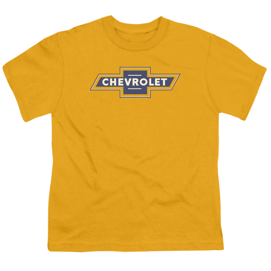 Chevrolet Blue And Gold Vintage Bowtie - Youth T-Shirt (Ages 8-12)