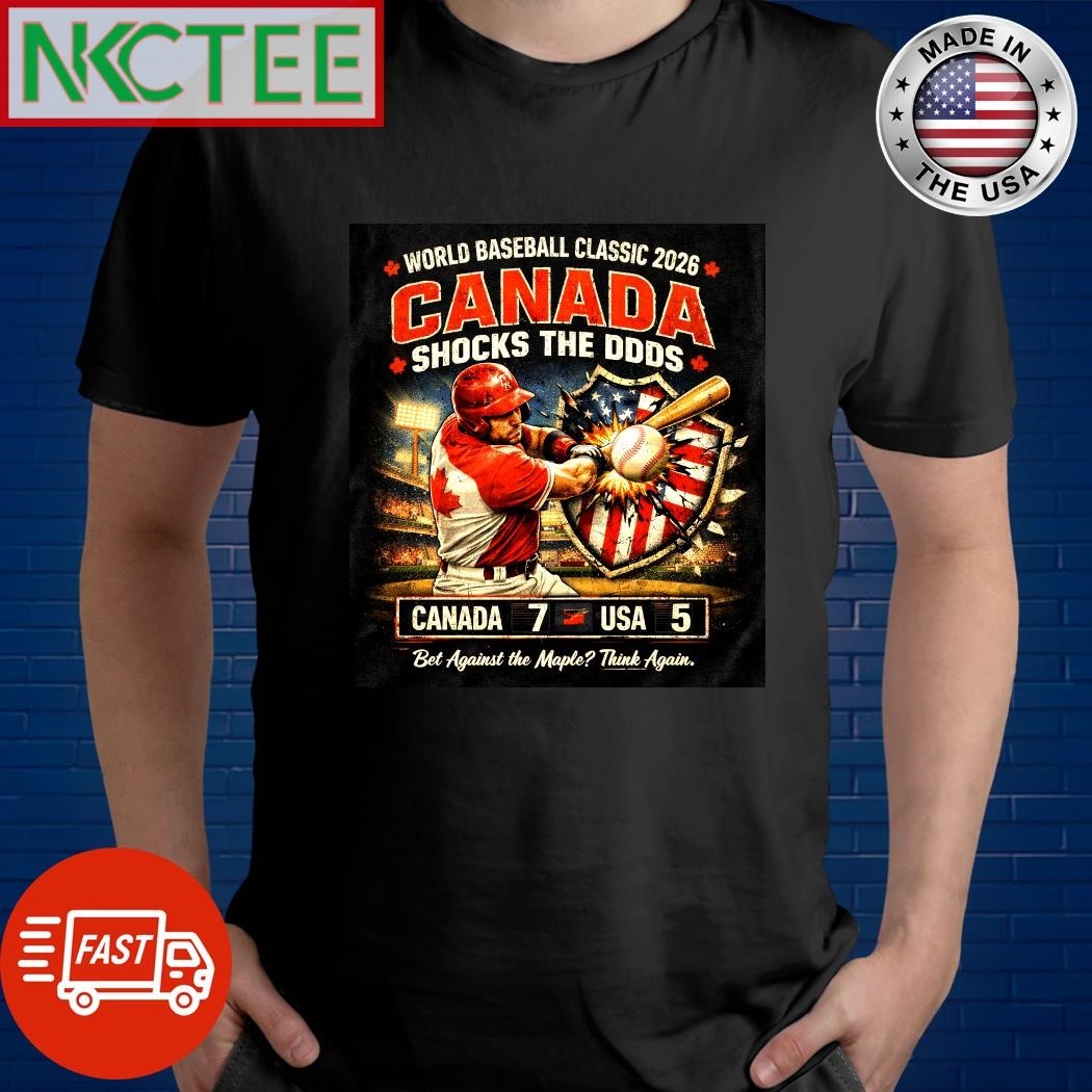 Canada Beats USA World Baseball Classic 2026 Maple Power Baseball Tee