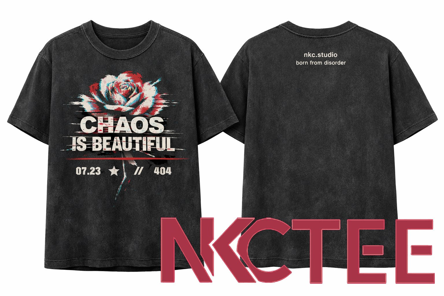 Chaos Bloom Glitch Rose Graphic Tee – Unisex Streetwear