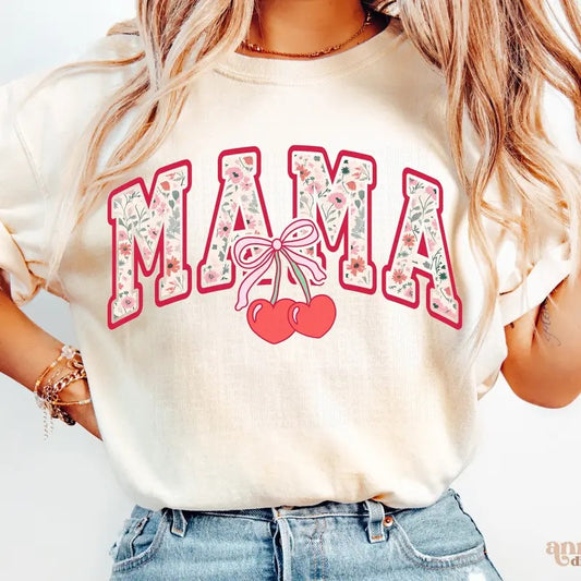Cherry Bow Coquette Mama Shirt , Mom Coquette Shirt , Soft Girl Aesthetic Shirt , Mother's Day Girly Shirt