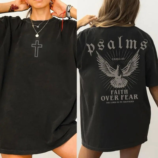 Christian Apparel Faith Over Fear Tee Jesus Party's T-shirt For Men And Women, Classic Fit With Enhanced Stretch And Durability -Menswear, Cotton