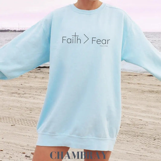 Christian Sweatshirt Minimalist Faith Based Gift For Teen Christian Gift Scripture Faith Over Fear Shirt Psalm 1186 Gift Latarshia Grant