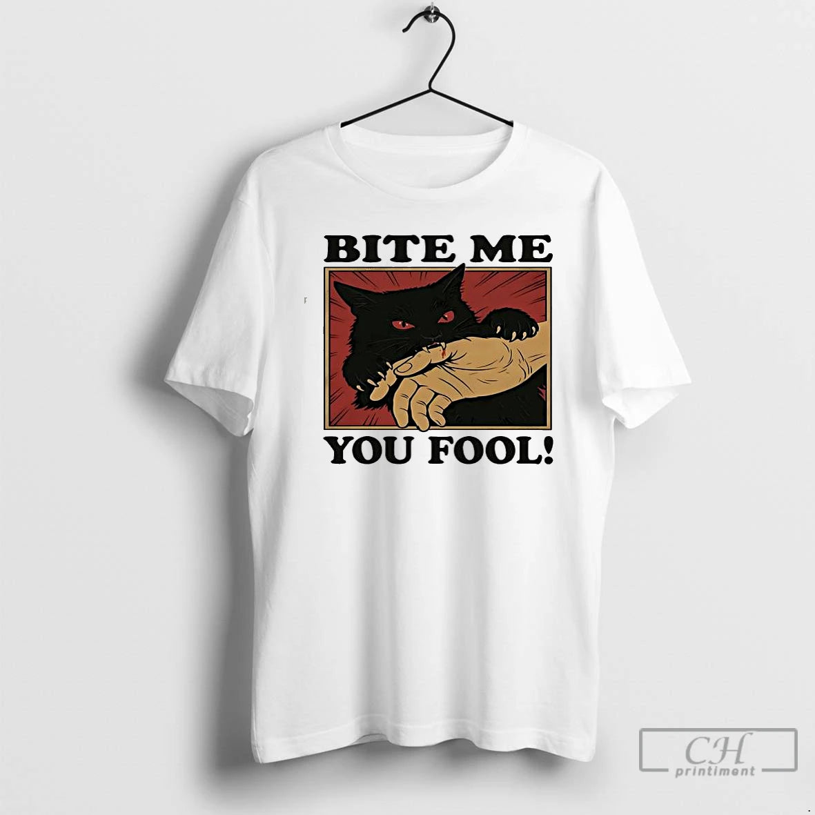 Classic Biting Black Cat Bite Me You Fool T-Shirts, Hoodie, Sweatshirt | VibeTeeNation.com