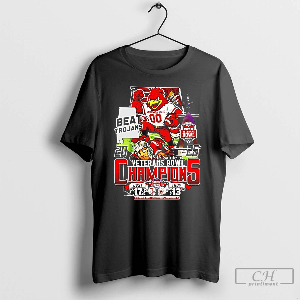 Classic Jacksonville State Beat Trojans 17 13 Is4s Salute To Veterans Bowl Champions Mascot 2025 T-Shirts, Hoodie, Sweatshirt