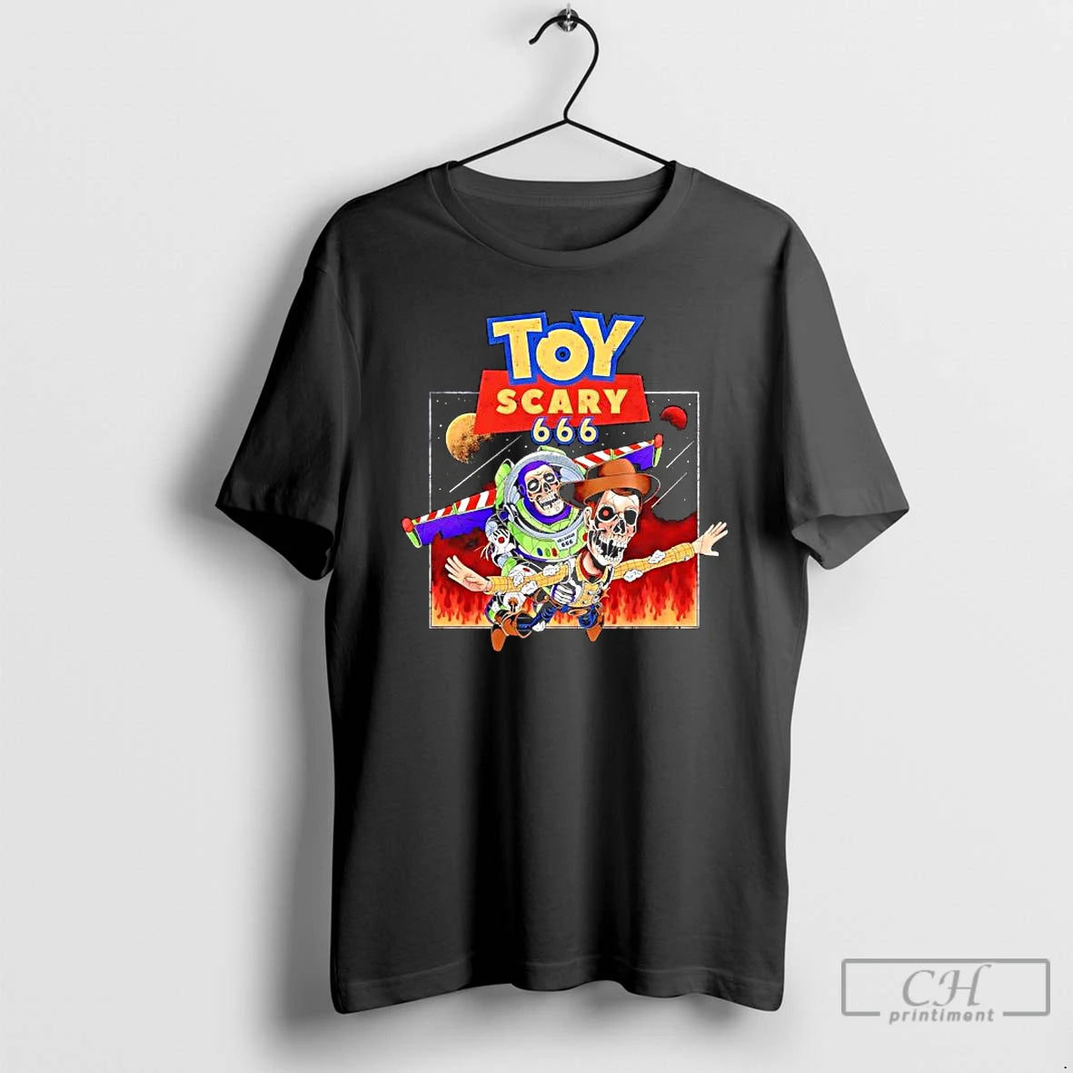 Classic Toy Scary 666 Buzz Lightyear And Woody Graphic T-Shirts, Hoodie, Sweatshirt | VibeTeeNation.com