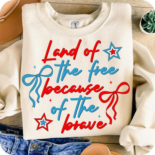 Coquette America Land Of The Free Because Of The Brave Shirt, 4th of July Shirt, Patriotic , Independence Day , American bow soft girly